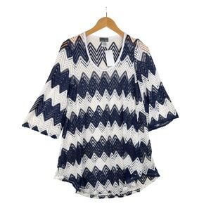 New Jordan Taylor Zig Zag Swim‎ Cover Up Tunic size Medium Blue/White